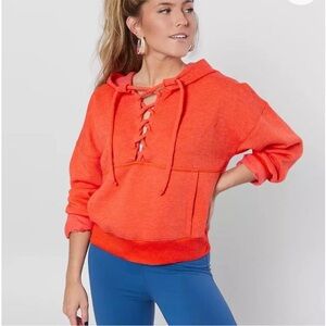FP Movement Coral Laced V-Neck Athletic Hoodie